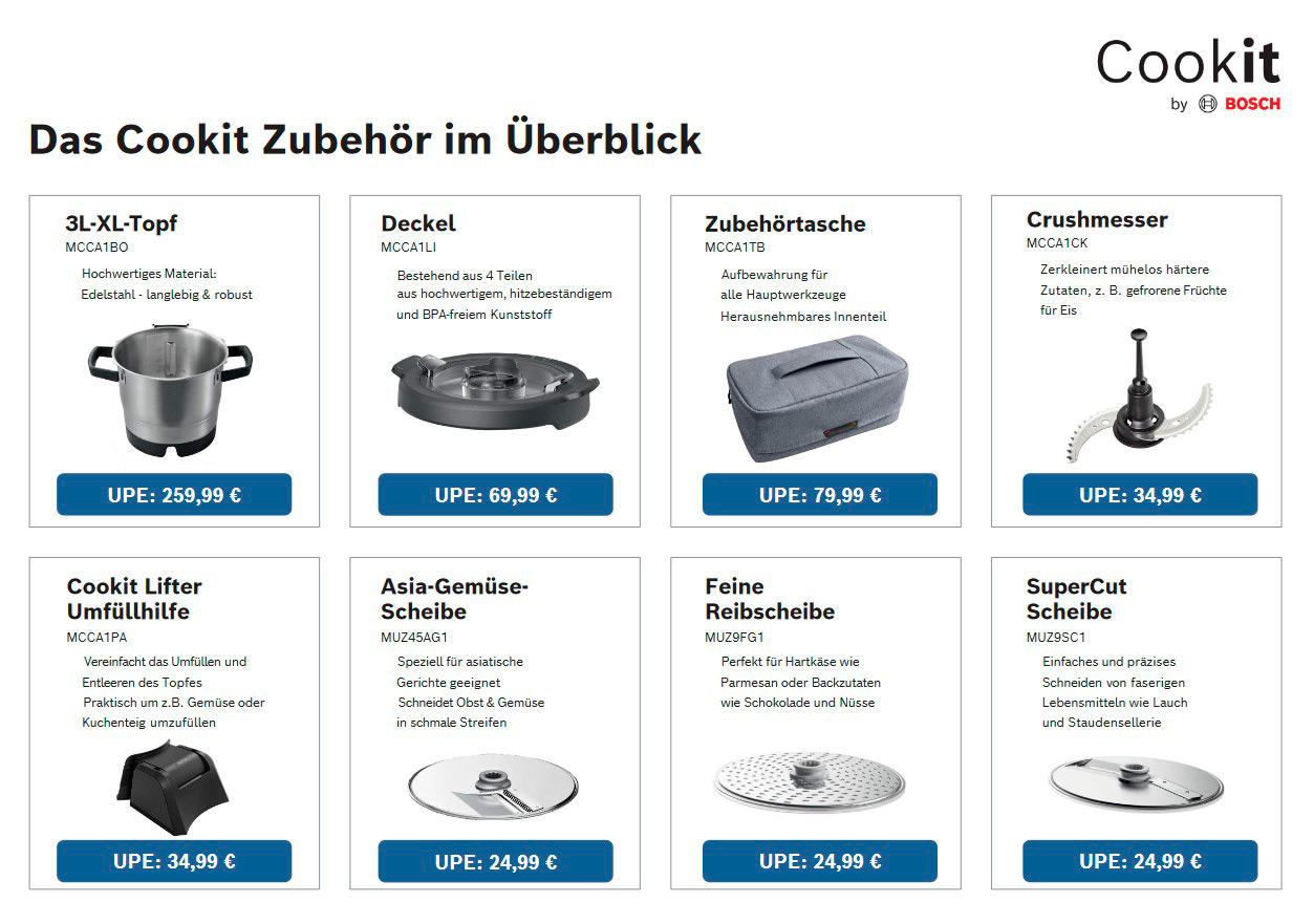 Preisliste für Cookit Zubehör